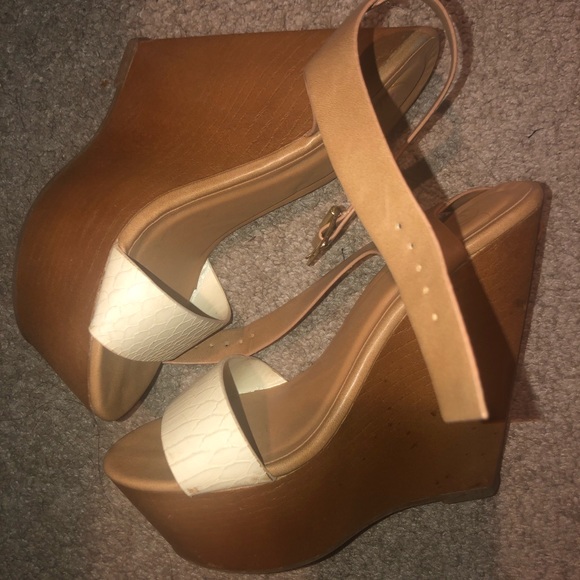 Tan and white wedges